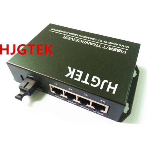High quality Fast Ethernet Fiber Switch 4TX 10/100Mbps Optical Media Converter Singlemode simplex 4 UTP RJ-45 to SC Connector
