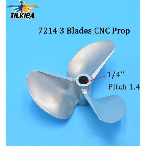 High Quality 3 Blades Propeller CNC 7214 Aluminum Propeller D72mm 1.4 Pitch for 1/4" (6.35mm) Prop Shaft Racing Boat