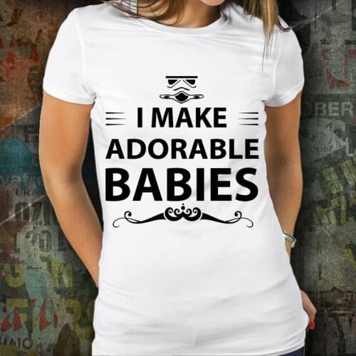 I make adorable babies print fashion funny T-Shirts 100% cotton crewneck short sleeve cute top tees for women Ladies y2k top