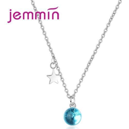 Ladies Holiday Essentials Bohemian Style Round Pendant Necklace 925 Sterling Silver Chain High Quality Crystal Wholesale