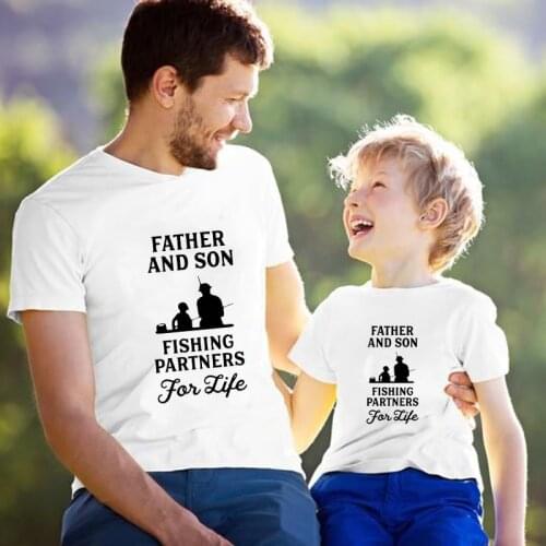 1 Pcs Fishing Partners for Life T-shirt Father and Son Family Matching Tees Fashion Short Sleeve T Shirts Dad Harajuku Clothes