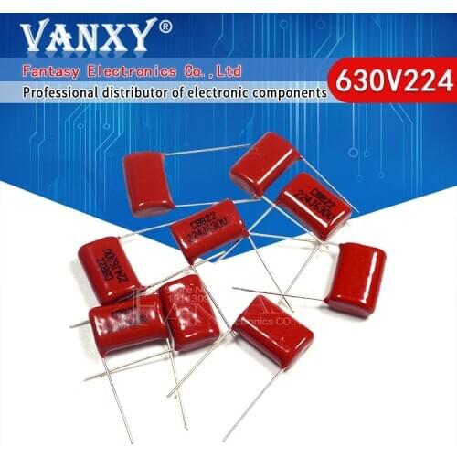 10PCS 630V224J 0.22UF Pitch 15mm 224 630V 220nf CBB Polypropylene film capacitor