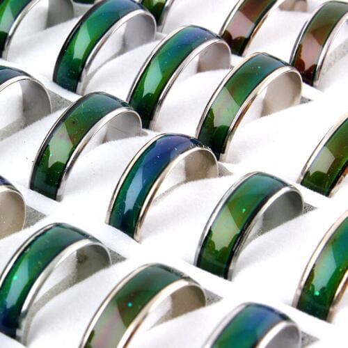 100pcs mood ring changes color stainless steel Rings mix size Wholesale