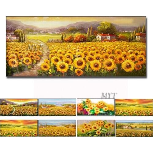 2021 Giant Sunflower Fields Oil Painting On Canvas Lanscaple Pure Hand-painted Pictures Or Photography Pictures Wall Art
