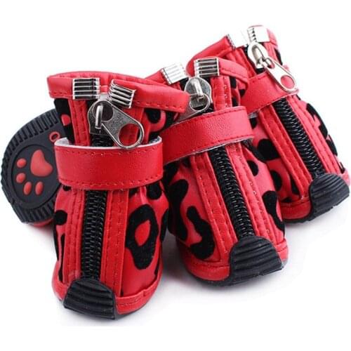 4pcs/set Waterproof Pet Dog Booties Pet Puppy Anti-slip Shoes Winter Snow Booties For Chihuahua Casual Sneaker Cat Dog Socks