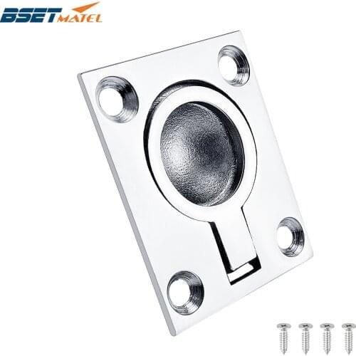 48*38mm Stainless Steel 316 Boat Deck Hatch Latch Cabinet Flush Mount Ring Pull Lift Handle Marine Hardware Accessories