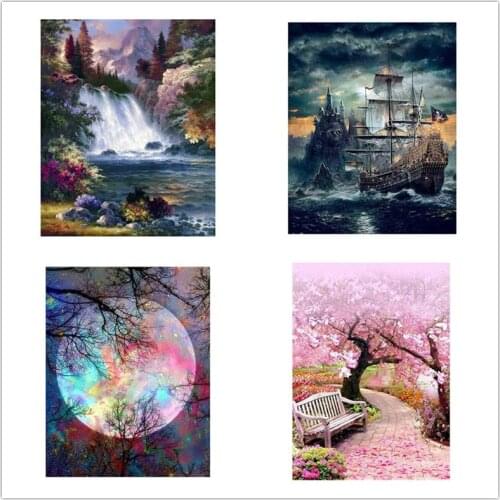 Diy Full Square Round Diamond Painting Cross Stitch Drill Flower Waterfall Scenery Diamond Embroidery Mosaic Home Decor Gift