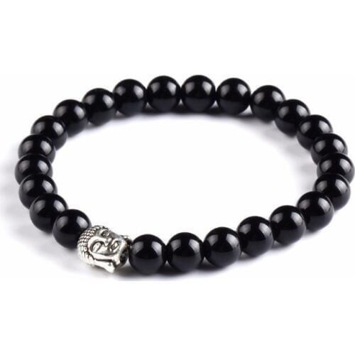 8MM Natural Stone Charm Bracelets Alloy Buddha beads For Women and Men Bracciali lava pulseiras Bracelets Bangles