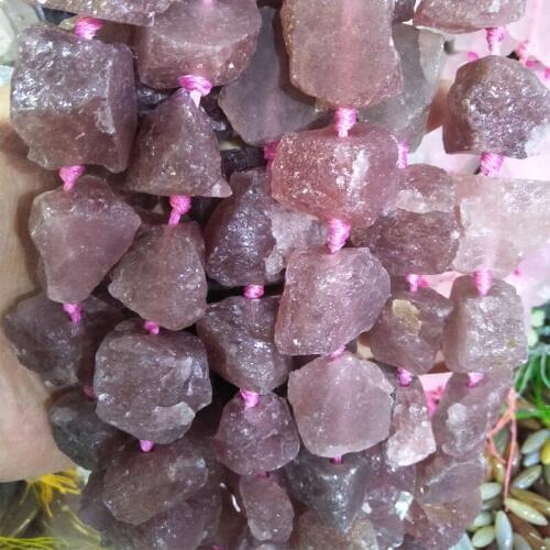 High Quality 16-25mm Natural Strawberry Quartz Stone Beads Irregular Shape Loose Beads For DIY Jewelry Strawberry Crystal Stone