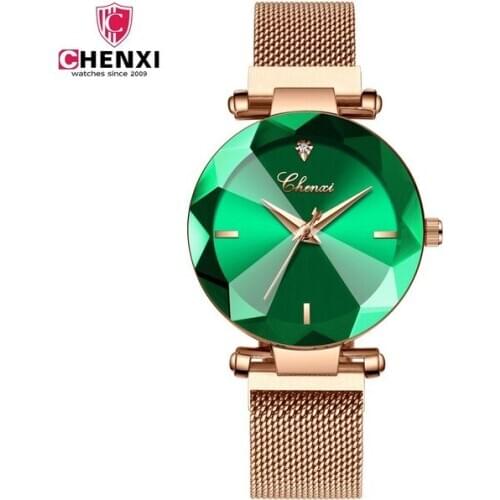 Chenxi Top Brand Gem Cut Geometry Clock Wristwatches Ladies Luxury Quartz Watches Womens Dress Watch Woman Relogio Feminino