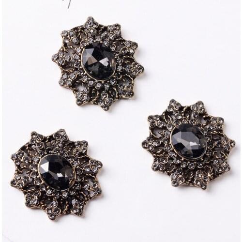 DIY Handmade Jewelry Making 10pcs 22*25mm Anti-gold color New fashion Alloy Material Imitation Crystal Flower Shape charm