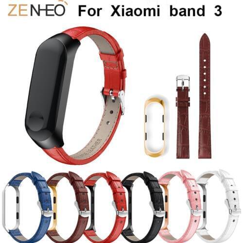 For Xiaomi mi band 3/4 Strap Genuine Leather Watch band Replacement For Mi Band 3 wristband watches Straps Smart Accessories