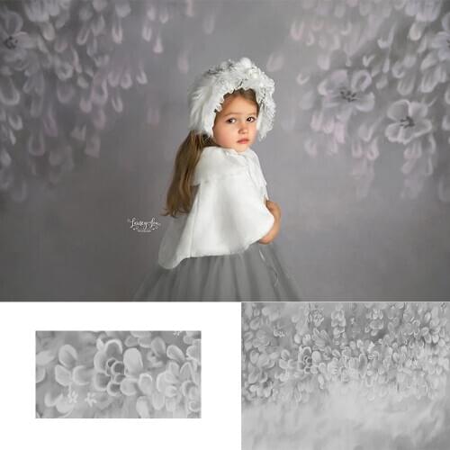 White Silver Flowers Backdrop Girls Cake Smash Newborn Baby Photography Background 1st Birthday Party Decoration Banner