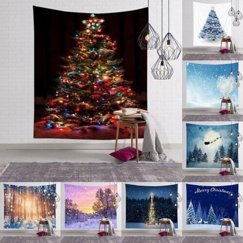 Xmas Tree Print Hanging Tapestry Carpet Bedroom Backdrop Wall Cloth Home Decor Wall Tapestry tapestry macrame boho decor wall