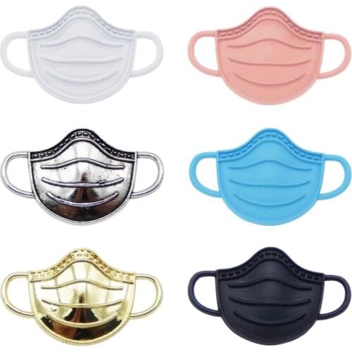 Julie Wang 6PCS Small Mask Charms Spray-painted Alloy Connector Mixed Colors Pendant Bracelet Earring Jewelry Making Accessory