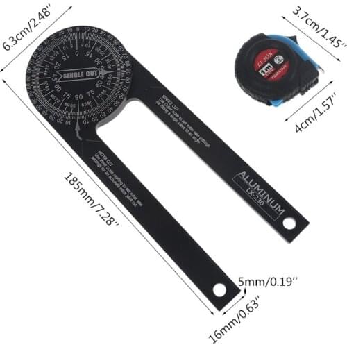 K1KA Protractor Mitre Saw Measuring Ruler Made of Aluminium High Precision Plastic Engraved Dial Construction Protractor