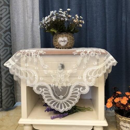 European Style Lace Fabric Embroidered Square Tablecloth Set Refrigerator Furniture Appliances Kitchen Table Cover Cloth Tapete