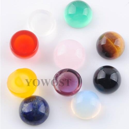 20pcs Natural Stone 6mm Round Cabochon CAB Flat Back Beads No hole Accessories for DIY Earrings Ring Pendant Jewelry QBU331