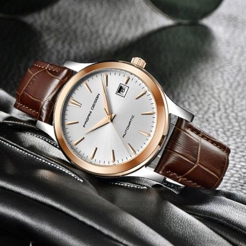 PAGANI DESIGN Mechanical Watch 2021 Business Sports Waterproof Fitness Stainless Steel Leather Mens Automatic Mechanical Watch
