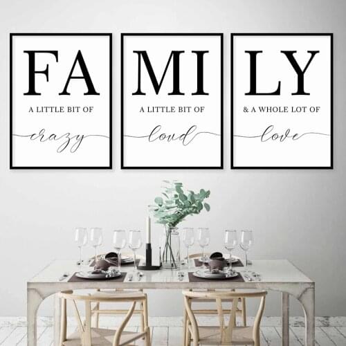 Minimalist Text Alphabet Canvas Painting Family Black and White Wall Pictures for Living Room Decoration Art Posters and Prints