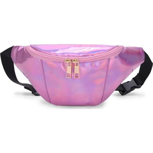 8PCS / LOT Fashion Shiny Laser PU Waist Bum Bag Ladies Chest Pack Running Belt Bag