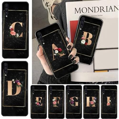 Marble flower letter Phone Case For Samsung galaxy S 7 8 9 10 20 edge A 6 10 20 30 50 51 70 note 10 plus