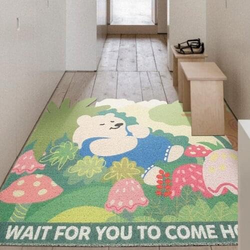 Printed Cartoon Home Door Mat PVC Silk Loop Non-slip Mat Kitchen Bedroom Bath Hallway Living Room Carpet Custom Entrance Doormat