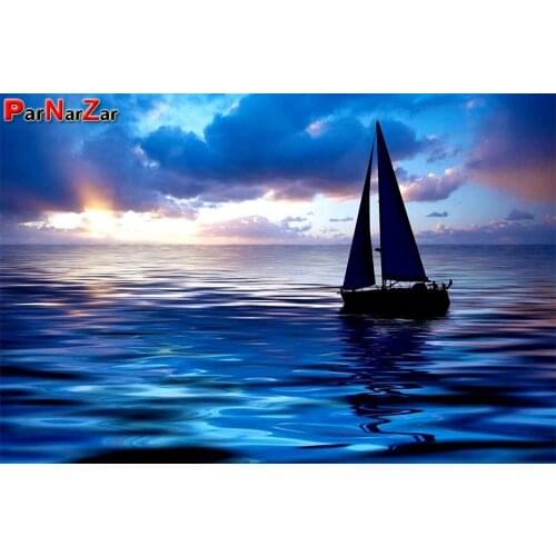 ParZarNar Diamond Painting Boat Cross Stitch Kit Embroidery Landscape Ship Sailing Sea Diamond Mosaic Full Drill Sale Gift