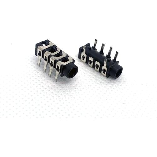 10pcs/lot 3.5mm Headphones PJ-313 Four segment Function Silver Plated 6pin DIP Audio interface/Dual Channel Headphone Socket