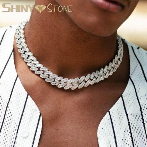 New arrived hip hop rock mens necklace jewelry with high quality bling 5A cz paved 15MM width cuban chain long necklace for boys