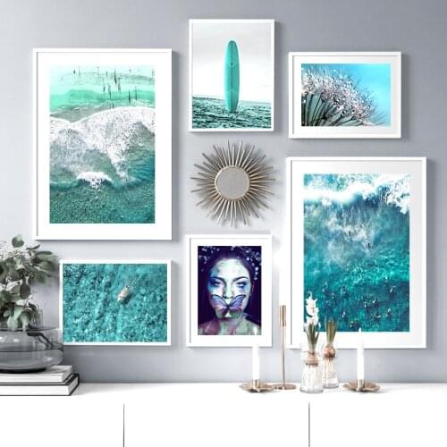 Ocean Surfboard Dandelion Girl Butterfly Wall Art Canvas Painting Nordic Posters And Prints Wall Pictures For Living Room Decor