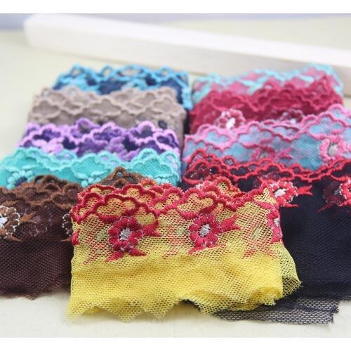 Excellent products 3 yards/lot 50mm width Flowers 3 cm embroidery lace trim sewing/garment/clothes/Apparel accessories