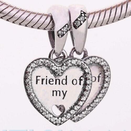 Original Friend Of My Heart With Crystal Pendant Beads Fit 925 Sterling Silver Bead Charm Bracelet Bangle Diy Jewelry