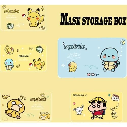 Pokemon Pikachu Mask Box Childrens Storage Portable Portable Student Oral and Nose Mask Organizing Box Temporary Storage Bag