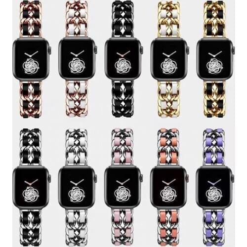 Fashion Stainless Steel Woven Chain Watch bands for Apple Watch 38mm 42mm Band Series 2 3 4 5 for iWatch Strap 40mm 44mm Band