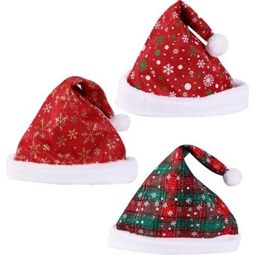 Christmas Hat Santa Gold Snowflake Xmas Ornament Golden New Year Decoration Festival Decor Christmas Bag Pendant Cute Lovely Hat