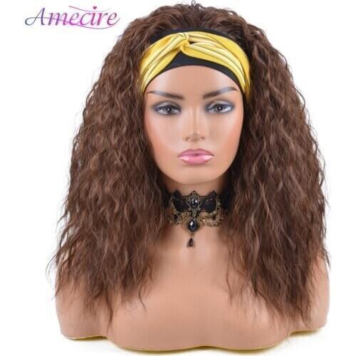 Synthetic Afro Kinky Curly Wigs With Headband Easy To Wear Headband Wigs Heat Resisitant Wig For Women Daily Use