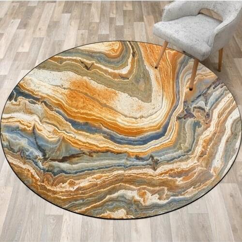 Modern Abstract Marble Pattern Print Round Carpet Hanging Basket Chair Non-Slip Floor Mat Balcony Kids Bedroom Bedside Area Rugs