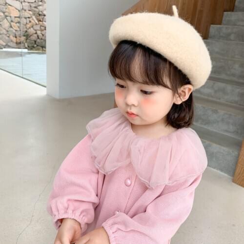 1 2 3 4 5 6 Years Baby Girls Coats Solid Doll Collar Girl Kids Cardigan Outerwear Autumn New Korean Sweater Coat for Toddlers