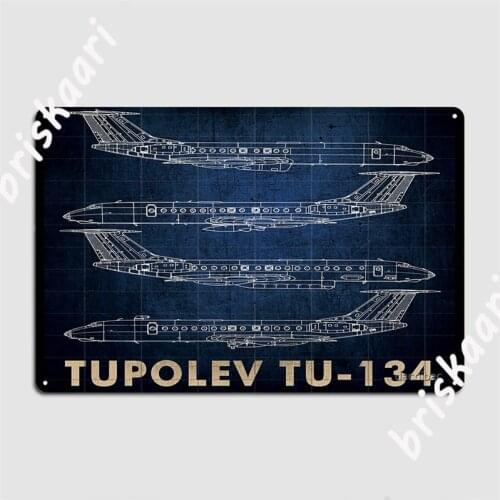 Tupolev Tu-134 Vintage Blueprint Metal Signs Cinema Kitchen pub Garage Decoration Plaques Tin sign Posters