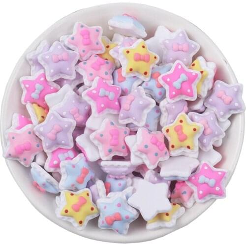 XUNZHE 30Pcs 18mm Resin Cream five-pointed Star Scrapbook Paste Jewelry DIY Clothing Patch Hair Accessories Toys Handmade