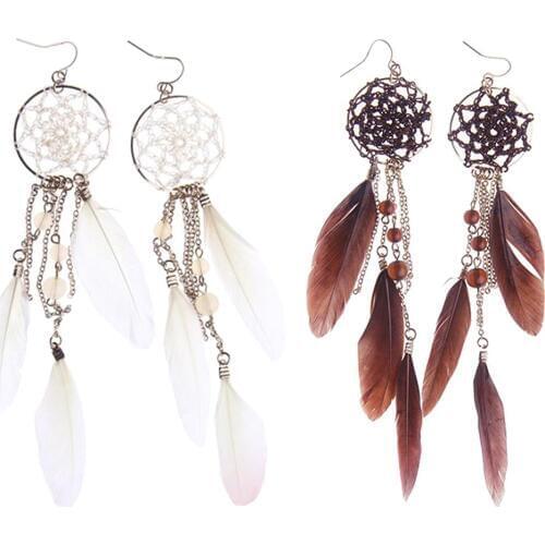 2019 Women Bohemian Dream Catcher Tassel Earrings Statement Fashion Fringed Dangle Earring Jewelry