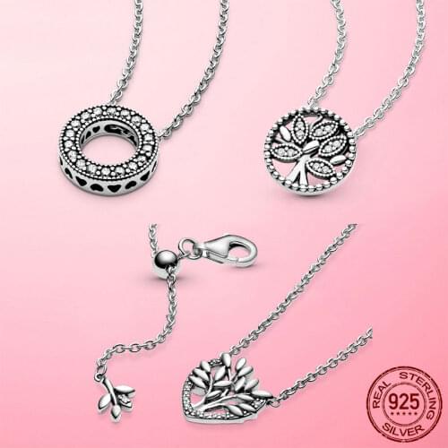 2021 Summer New 925 Sterling Silver Vintage Circle Collier Necklace for Women CZ Party Gift S925 Trendy Necklace Fine Jewelry
