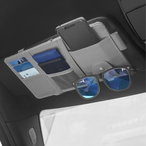 1 Pc Pu Leather Car Sun Visor Organizer Bill Pen Card Holder CD DVD Organizer Storage Box Sunglasses Clip Stowing Tidying