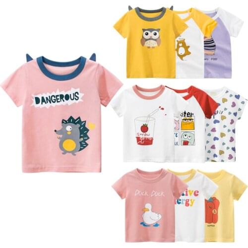 100% Cotton Kids T-Shirts Children Tops Clothes Tee Baby Girls Short Sleeve T Shirt 1 2 3 4 5 6 7 8 Years Old Child Clothing