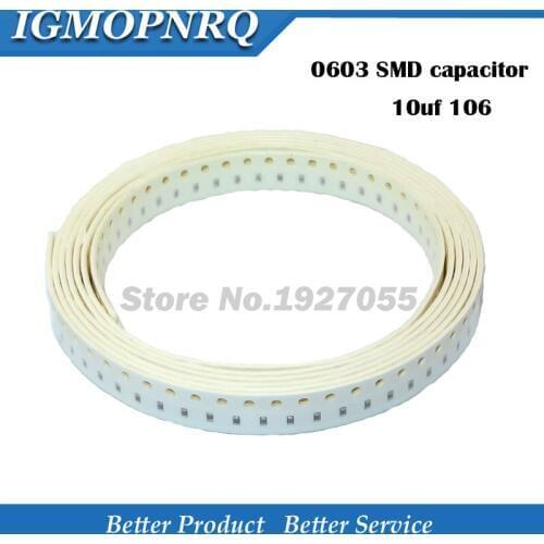 100pcs 0603 10uf 6.3V 0603 106 SMD10uF X5R Error 20% Ceramic Capacitor Thick Film Chip Multilayer new