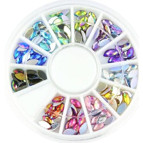 12 Colors Acrylic DIY Nail Art Tips Rhinestones Wheel 3D Crystal Rhinestones Glitter For Nails Art Tool Supply for Women Girls