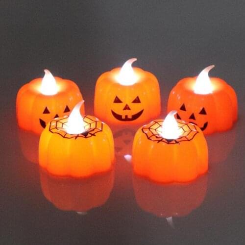 12Pcs Pumpkin Candle Light Halloween Party Supplies LED Lights Lantern Lamp Ornaments Props Halloween Decorations For Home