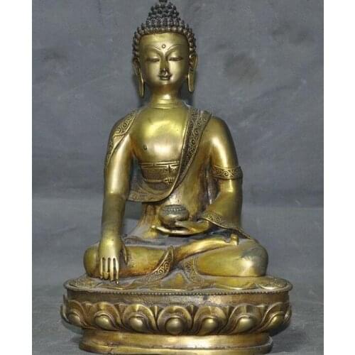 12" Tibet Buddhism bronze Medicine Buddha Sakyamuni Shakyamuni Amitabha statue