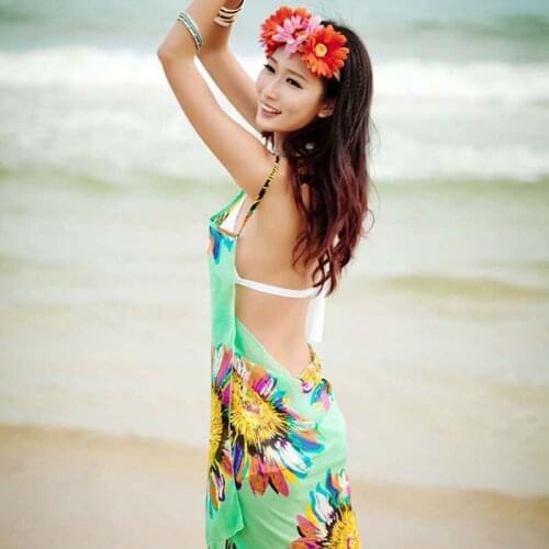 2017 Beach Cover Up Floral Backless Bikini Cover Up Thin Sexy Swimwear Women Robe De Plage Beach Bathing Suit Cover Ups CU937456